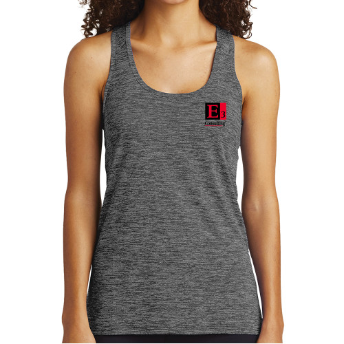Womens Performance Grey/Black Heather Tank-E3 Consulting