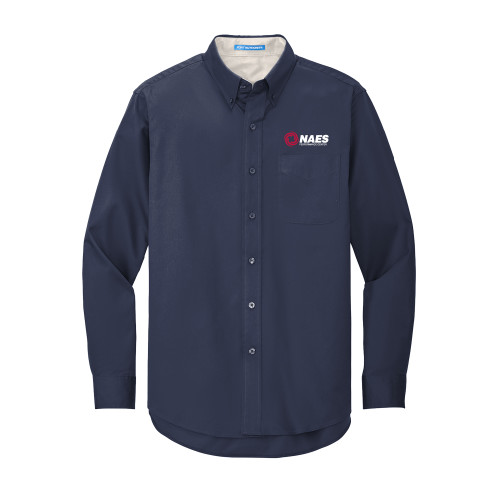 Navy Twill Button Down Long Sleeve-NAES Performance Center