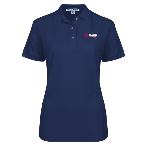 Womens Silk Touch Navy Pique Polo-NAES Safe