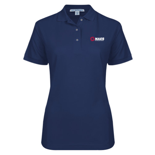 Womens Silk Touch Navy Pique Polo-NAES Performance Center