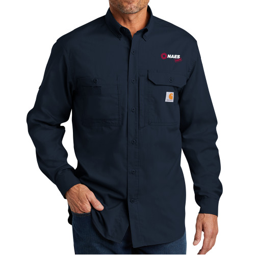 Carhartt Force Ridgefield Navy Long Sleeve Shirt-NAES Safe