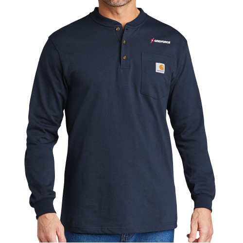 Carhartt Navy Long Sleeve Henley Shirt-Gridforce