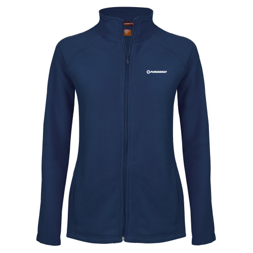 Womens Navy Fleece Full Zip Jacket-PurEnergy