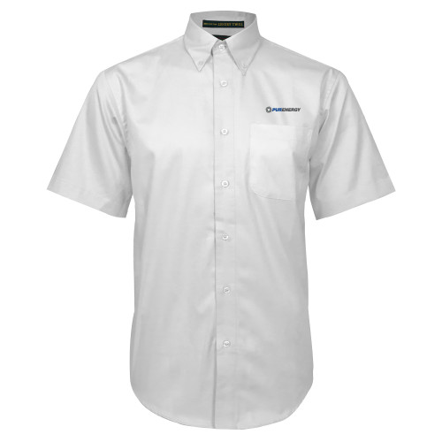 White Twill Button Down Short Sleeve-PurEnergy