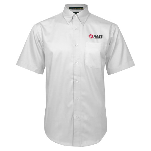 White Twill Button Down Short Sleeve-NAES Performance Center