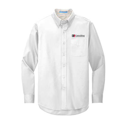 White Twill Button Down Long Sleeve-E3 Consulting Horizontal