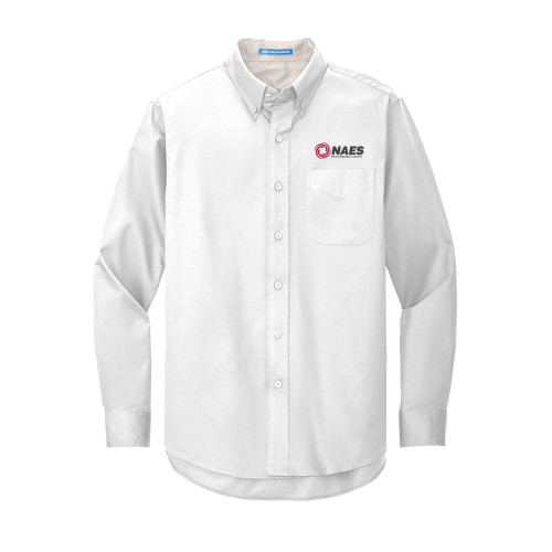 White Twill Button Down Long Sleeve-NAES Performance Center