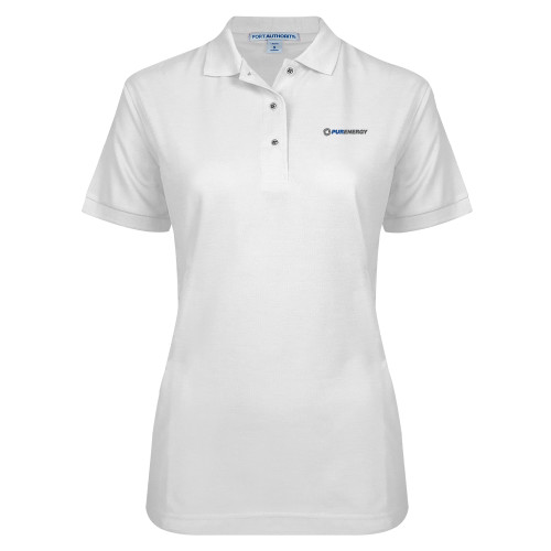 Womens Silk Touch White Pique Polo-PurEnergy