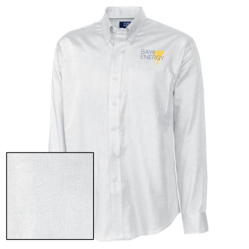 Cutter & Buck Nailshead Long Sleeve Button Down White-NAES Bay4 Energy