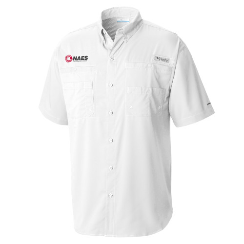 Columbia White Tamiami Performance Short Sleeve Shirt-NAES Performance Center