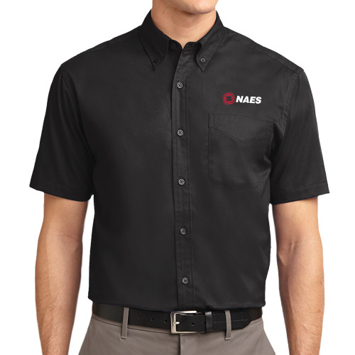 Black Twill Button Down Short Sleeve-NAES