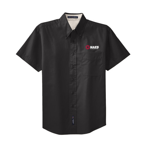 Black Twill Button Down Short Sleeve-NAES Performance Center