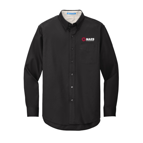 Black Twill Button Down Long Sleeve-NAES Performance Center