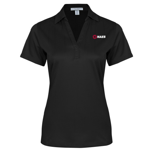 Womens Black Performance Fine Jacquard Polo-NAES