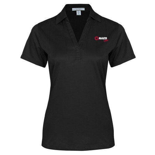 Womens Black Performance Fine Jacquard Polo-NAES Safe