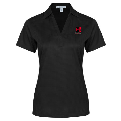 Womens Black Performance Fine Jacquard Polo-E3 Consulting