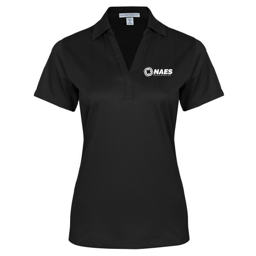 Womens Black Performance Fine Jacquard Polo-NAES Renewables