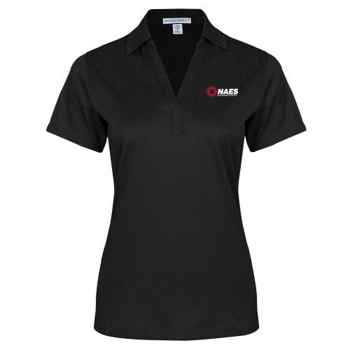 Womens Black Performance Fine Jacquard Polo-NAES Performance Center