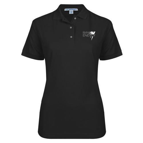 Womens Silk Touch Black Pique Polo-NAES Bay4 Energy