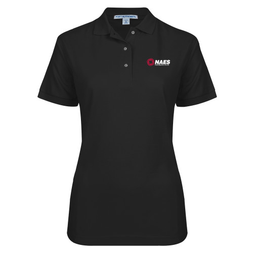Womens Silk Touch Black Pique Polo-NAES Performance Center
