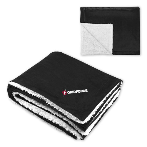 Super Soft Luxurious Black Sherpa Throw Blanket-Gridforce
