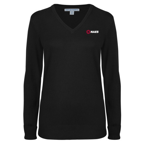 Womens Black VNeck Sweater-NAES