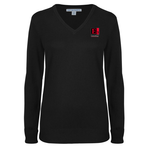 Womens Black VNeck Sweater-E3 Consulting