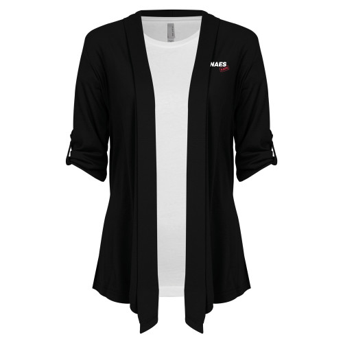 Womens Black Drape Front Cardigan Sweater-NAES Safe