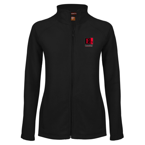 Womens Black Fleece Full Zip Jacket-E3 Consulting