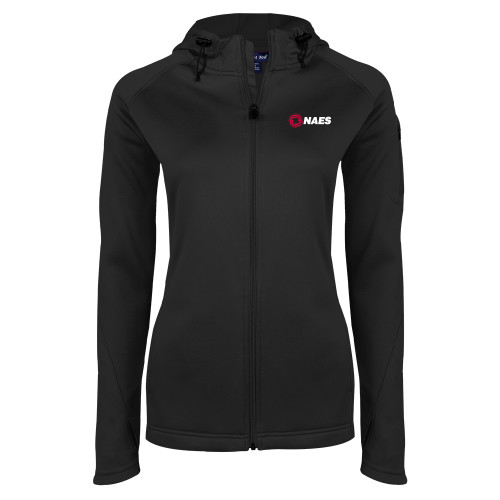 Womens Black Tech Fleece Full Zip Hooded Jacket-NAES
