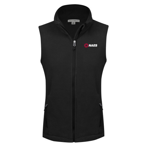 Womens Black Fleece Full Zip Vest-NAES