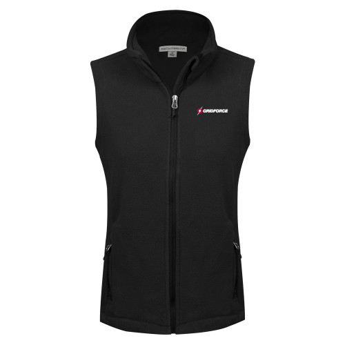 Womens Black Fleece Full Zip Vest-Gridforce