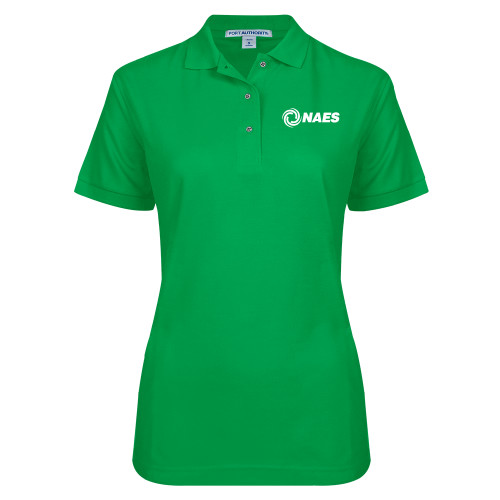 Womens Silk Touch Kelly Green Pique Polo-NAES