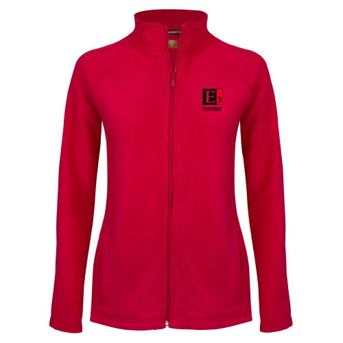 Womens Red Fleece Full Zip Jacket-E3 Consulting