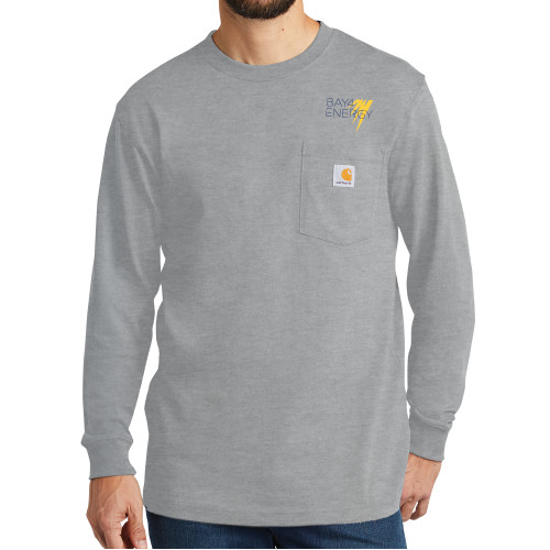 Carhartt Workwear Heather Grey Long Sleeve Pocket T Shirt-NAES Bay4 Energy