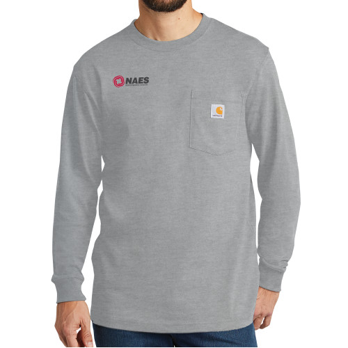 Carhartt Workwear Heather Grey Long Sleeve Pocket T Shirt-NAES Performance Center