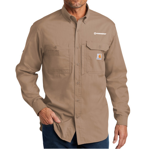 Carhartt Force Ridgefield Khaki Long Sleeve Shirt-PurEnergy