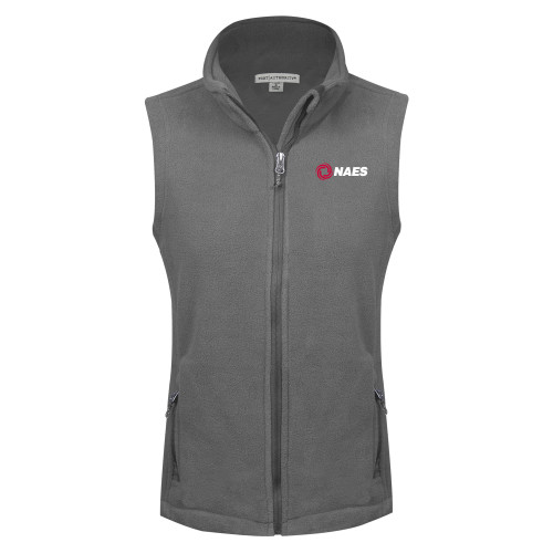Womens Charcoal Fleece Full Zip Vest-NAES