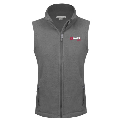 Womens Charcoal Fleece Full Zip Vest-NAES Safe