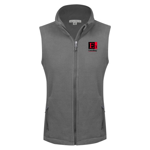 Womens Charcoal Fleece Full Zip Vest-E3 Consulting