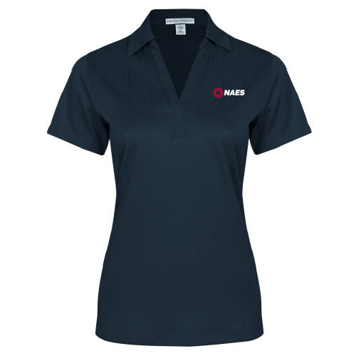 Womens Navy Performance Fine Jacquard Polo-NAES