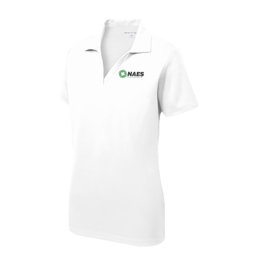 Womens White Dry Mesh Polo-NAES Renewables