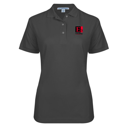Womens Silk Touch Charcoal Pique Polo-E3 Consulting