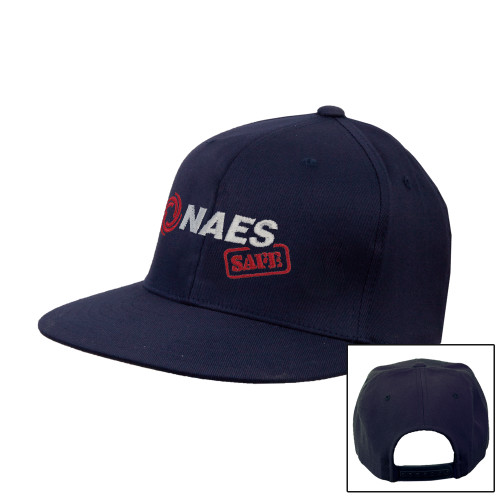 Navy Flat Bill Snapback Hat-NAES Safe