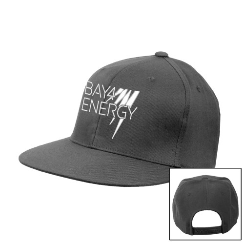 Charcoal Flat Bill Snapback Hat-NAES Bay4 Energy