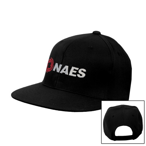 Black Flat Bill Snapback Hat-NAES