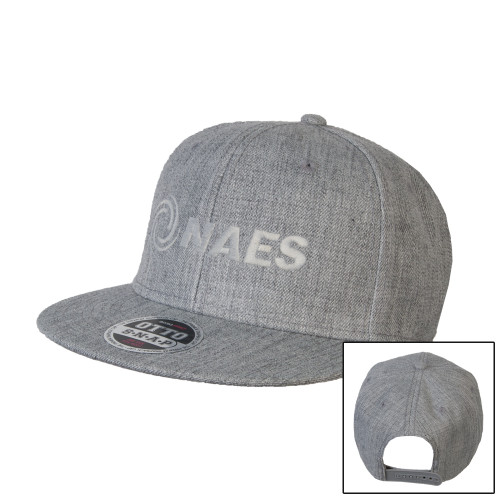 Heather Grey Wool Blend Flat Bill Snapback Hat-NAES