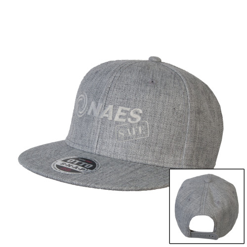 Heather Grey Wool Blend Flat Bill Snapback Hat-NAES Safe