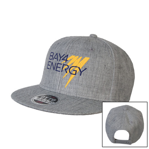 Heather Grey Wool Blend Flat Bill Snapback Hat-NAES Bay4 Energy