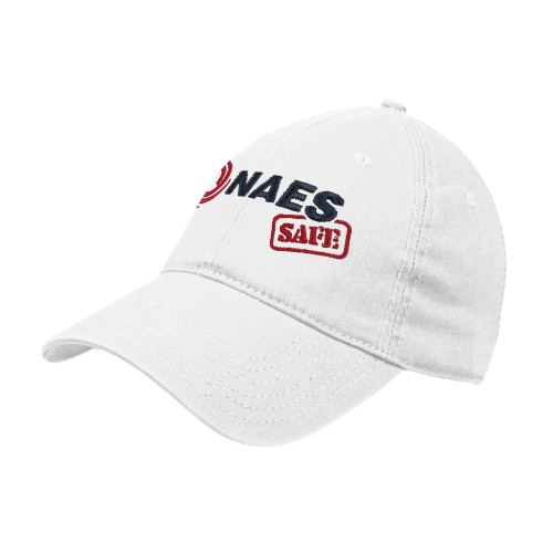 White Unstructured Adjustable Low Profile Hat-NAES Safe